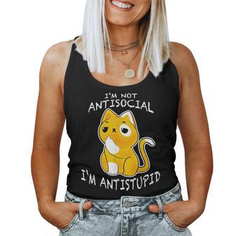 I'm Not Antisocial I'm Antistupid Sarcastic Cat Tank Top Frauen - Geschenkecke