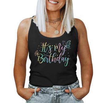 It's My Birthday Butterfly Tie Dye Birthday Party Girl Women Tank Top - Thegiftio UK