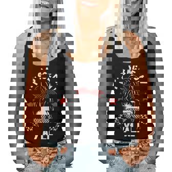 It's Race Day Y'all Checkered Flag Racing Messy Bun Pit Crew Women Tank Top - Seseable