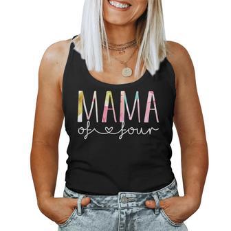 Mama Of Four Cute Floral Mom Of 4 Mother Of 4 Women Tank Top - Thegiftio UK