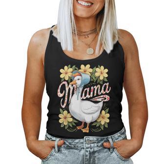 Mama Goose Retro Floral Vintage Silly Goose Mom Women Tank Top - Thegiftio