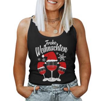 Merry Christmas Wine Red Wine Glass With Christmas Hat Tank Top Frauen - Geschenkecke