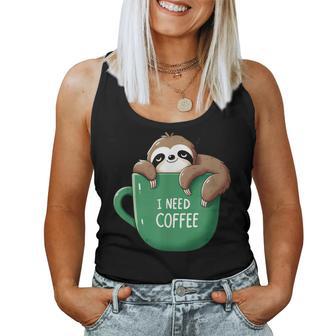 I Need Coffee Sloth Coffee Tired Sleeping Tank Top Frauen - Geschenkecke