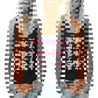 Pink Bow And Ribbon Cute Graphic For Girl Women Women Tank Top - Thegiftio