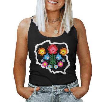 Polonia Orgullo Polaco Folk Polska Wycinkanki Arte Mapa De Polonia Cuello Camiseta sin mangas para mujer - Regaloses