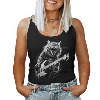 Rock Cat With Guitar Cat Motif Man Woman Tank Top Frauen - Geschenkecke