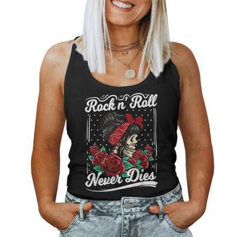 Rock N Roll Never Dies Rockabilly Girl Skull Tattoo Pin-Up Tank Top Frauen - Geschenkecke