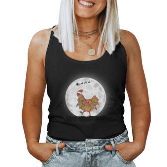 Santa Chicken Christmas Lights Chicken Farmer Christmas Tank Top Frauen - Geschenkecke