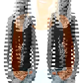 Skeleton Hand Graphic For Music Fans Noir Squelette Rock Cool es-Adultes Coupe Classique Manche Courte Débardeur pour femme - Cadeauxyz