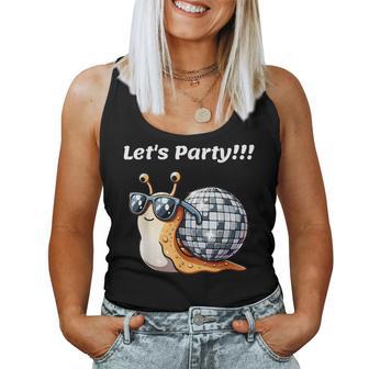 Snail's Disco Lover Groovy Party Snail With Disco Ball Tank Top Frauen - Geschenkecke