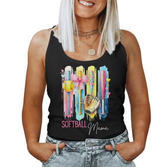 Softball Mama Coquette Bow Brsuhstroke Women Tank Top - Thegiftio UK