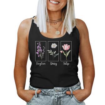 Subtle Floral Foxglove Daisy Tulip Flowers Women Women Tank Top - Thegiftio UK