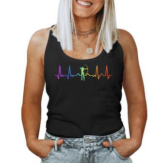 Traditional Archery Bowhunting Bowhunter Hd0 Damen Mädchen Bogenschützen Herzschlag Puls Regenbogen Schwarz S Tank Top Frauen - Geschenkecke