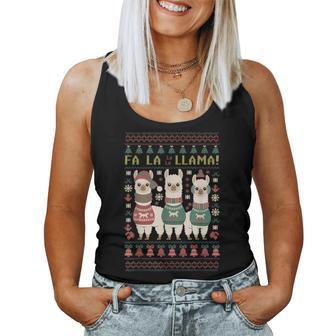 Ugly Christmas Sweater Fa La La Llama Merry Xmas Cute Alpaca Tank Top Frauen - Geschenkecke