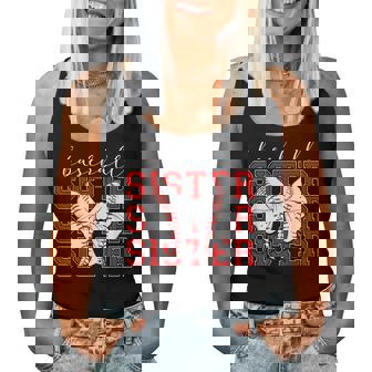 Vintage Baseball Sister Coquette Bow Sport Lover Women Tank Top - Seseable