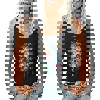 Vintage Skull For Boho Skull With Flowers Tank Top Frauen - Geschenkecke