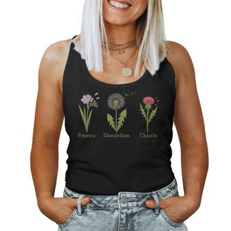 Vintage Subtle Flowers Freesia Dandelion Thistle Women Women Tank Top - Thegiftio UK