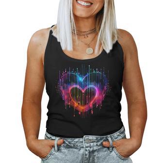 Women's Colourful Music Equalizer Heart Electronic Dance Music With-Neck Tank Top Frauen - Geschenkecke