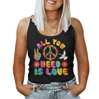 Women's All You Need Is Love Peace Sign Tie Dye Hippy Retro 60S 70S With-Neck Tank Top Frauen - Geschenkecke