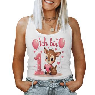 Children's Cute Deer I Am 1 Children's Birthday 1St Birthday Girl Tank Top Frauen - Geschenkecke