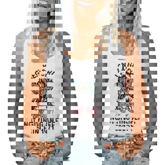 Gen X Girl Not Giving An Eff Since 1971 Tie Die Messy Bun Women Tank Top | Mazezy