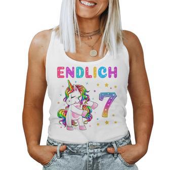 Kinder Endlich 7 Geburtstag Mädchen 7 Jahre Lustiges Party Einhorn Tank Top Frauen - Geschenkecke