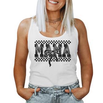 Retro Checkered Mama Coquette Bow Mama Floral Women Tank Top - Thegiftio UK