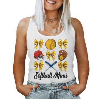 Retro Cute Softball Mimi Bow Softball Mom Women Women Tank Top - Thegiftio