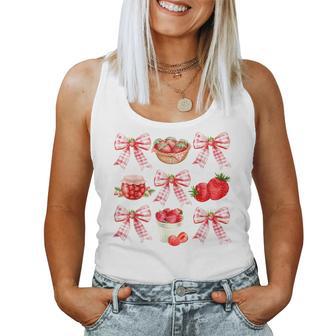 Strawberry Coquette Bow Strawberries Festival Girls Women Women Tank Top - Thegiftio UK