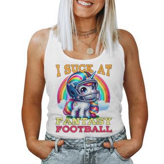 I Suck At Fantasy Football Unicorn Rainbow Loose Football Pink Tank Top Frauen - Geschenkecke