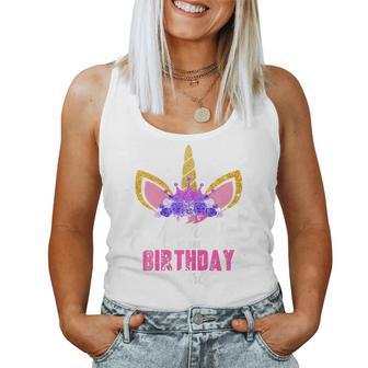 Women's Mummy Of The Birthday Girl Unicorn Mum Birthday Party Mother Blue Tank Top Frauen - Geschenkecke