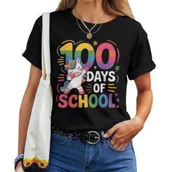 100 Days Of School Dabbing Unicorn 100 Magical Days Girls Women T-shirt - Thegiftio UK