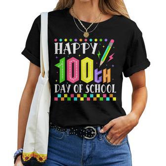 100 Days Of School Happy 100Th Day Teacher Student Women T-shirt - Thegiftio UK