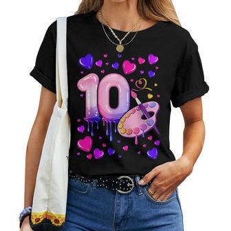 10Th Birthday Girl 10 Years Painting Number 10 T-shirt Frauen - Geschenkecke