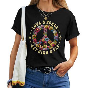 70S Flower Power Love Peace Hippie Costume T-shirt Frauen - Geschenkecke