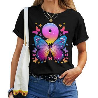 9Th Birthday Girl 9 Years Butterfly Number 9 T-shirt Frauen - Geschenkecke