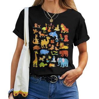 Animals Children With Many Animals T-shirt Frauen - Geschenkecke