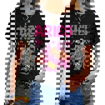 Aries Girl Birthday Queen Sneakers Zodiac Sign Women T-shirt | Seseable UK