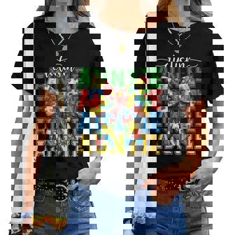 Autism Auntie Puzzle Coquette Bow Autism Awareness Aunt Women T-shirt | Mazezy