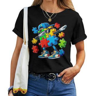 Autism Awareness Dabbing Puzzle Piece Boy Girl Women Women T-shirt - Thegiftio UK