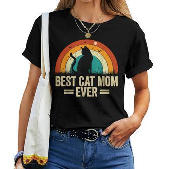 Best Cat Mom Ever Retro Vintage Women T-shirt - Thegiftio UK