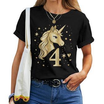 Birthday 4 Years Girls' Unicorn Outfit 4Th Birthday T-shirt Frauen - Geschenkecke