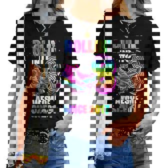 Birthday Roller Skating 8Th Girls Rollin Into 8 Skate Party Women T-shirt - Thegiftio UK