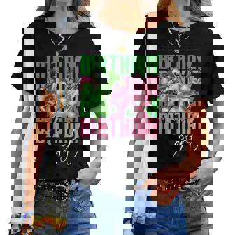 Birthday Witch Pink And Green Birthday Girl Coquette Party Women T-shirt - Seseable