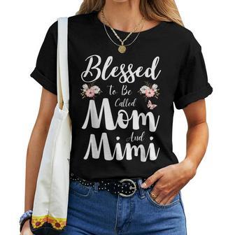 Blessed To Be Called Mom And Mimi Floral Cute Women T-shirt - Thegiftio UK