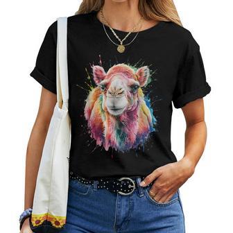 Camel Women's Colourful Watercolour Camel T-shirt Frauen - Geschenkecke