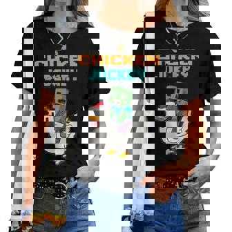 Chicken Jockey Zombie Pixel Apparel Women T-shirt | Mazezy