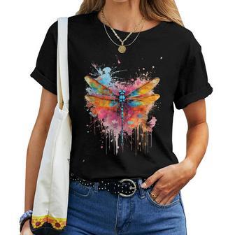 Colourful Dragonfly With Spray Effect T-shirt Frauen - Geschenkecke