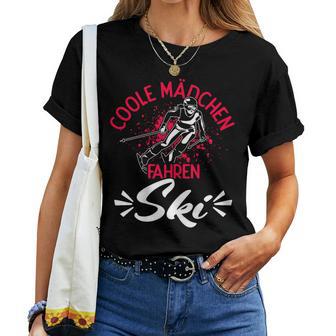 Coole Mädchen Fahren Ski Wintersport Skifahrerin Fan T-shirt Frauen - Geschenkecke