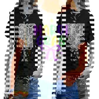 Coquette Bow Mardi Gras Jester Outfit Girls Mardi Gras Women T-shirt | Mazezy